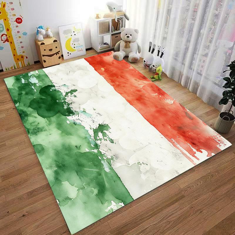 Abstract Italian Flag Design Watercolor Carpet for Bedroom Decor Suitable for use as an anti-slip for living room bedroom sofas