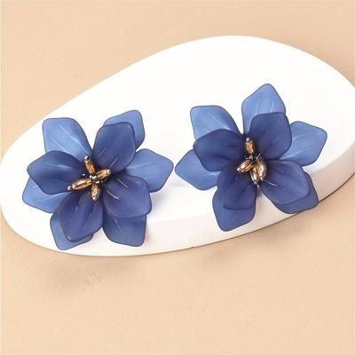 Sweet Colorful Acrylic Flower Stud Earrings Vintage Bohemian Style Suitable For Women Daily Vocation Earrings