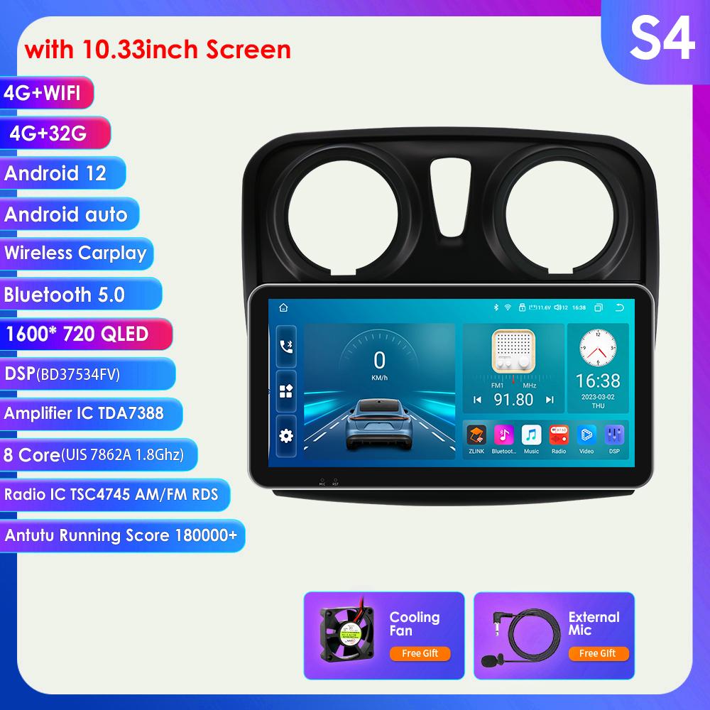 

2din Android Авторадио для Renault Logan 2 2012-2019 Sandero 2 Автомобильный радиоприемник Мультимедийный видеоплеер GPS Navi Головное устройство Carplay 4G Интеллектуальный экран S4 8Core 4G-3