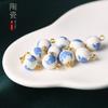Ceramic Beads Buttons Blue And White Porcelain Decorative Buttons Chinese National Style Retro Cheongsam Buttons Hanfu Tang Suit Shirt Buttons