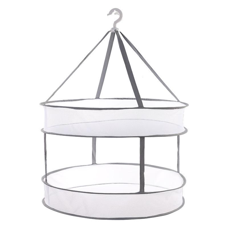 Double-Layer Rotating Windproof Drying Net Bag with Anti-deformation Hanger for Large Capacity Clothes Drying