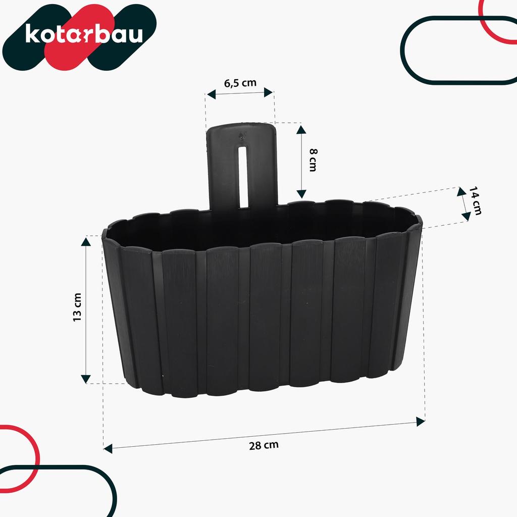 Wall Hanging Flower Pot For Wall Mounting Rustic Anthracite 280 Mm
