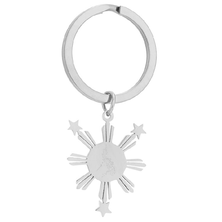 

Philippines Map Keychain Bag Pendant Titanium Steel Philippines Map Keyrings серебряный