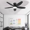 Black-Five-leaf Fan Light Strip with Remote Control LED Adjustable Brightness Modern Ceiling Fan for Indoor/outdoor Terrace