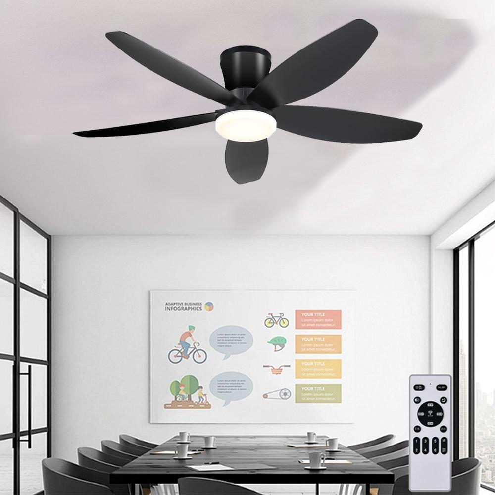 Black-Five-leaf Fan Light Strip with Remote Control LED Adjustable Brightness Modern Ceiling Fan for Indoor/outdoor Terrace