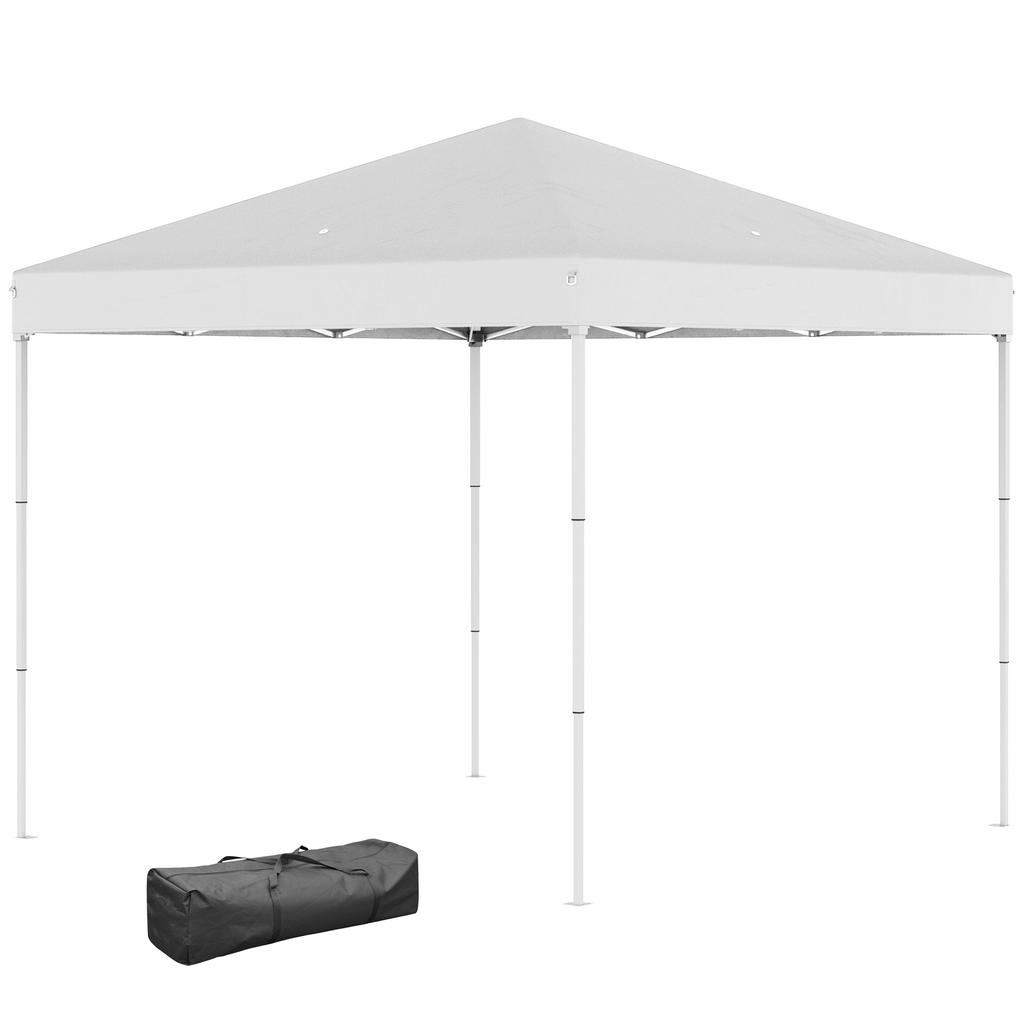 Gazebo Pieghevole 2,5 x 2,5 m Impermeabile con Corde e Picchetti, in Acciaio e Tessuto Oxford, Bianco