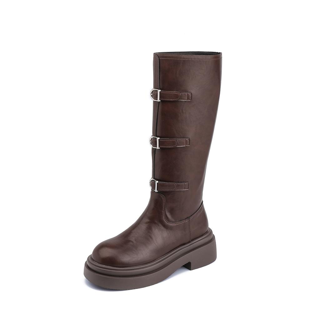 Grape mother winter new long knight boots women wear high-end boots small thick-soled heightening women's boots