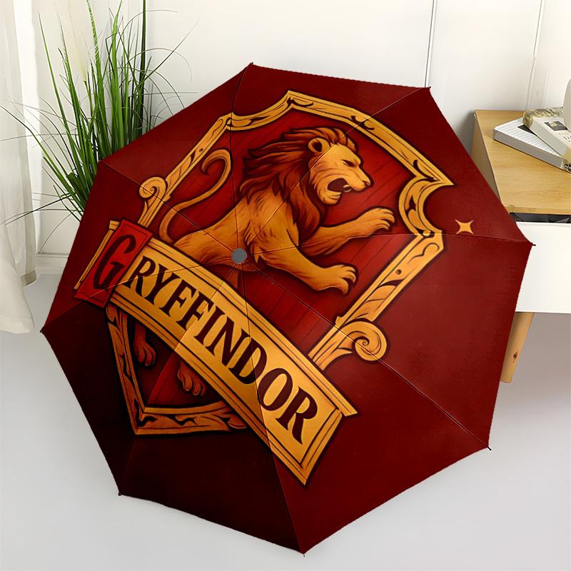 

1pc Gryffindor, Hogwarts Automatic Folding Umbrella - Sturdy 8-Rib Polyester Canopy,Sun-Defying Travel Companion yy251023159