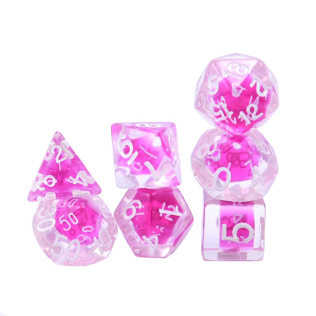 Novo Conjunto de 7 Dados Poliedros Acrílicos Brinquedos de Bar Preenchidos com Patos Crânio Cogumelo D6 D8 D10 D12 D20 Dados Role para Jogo Trpg