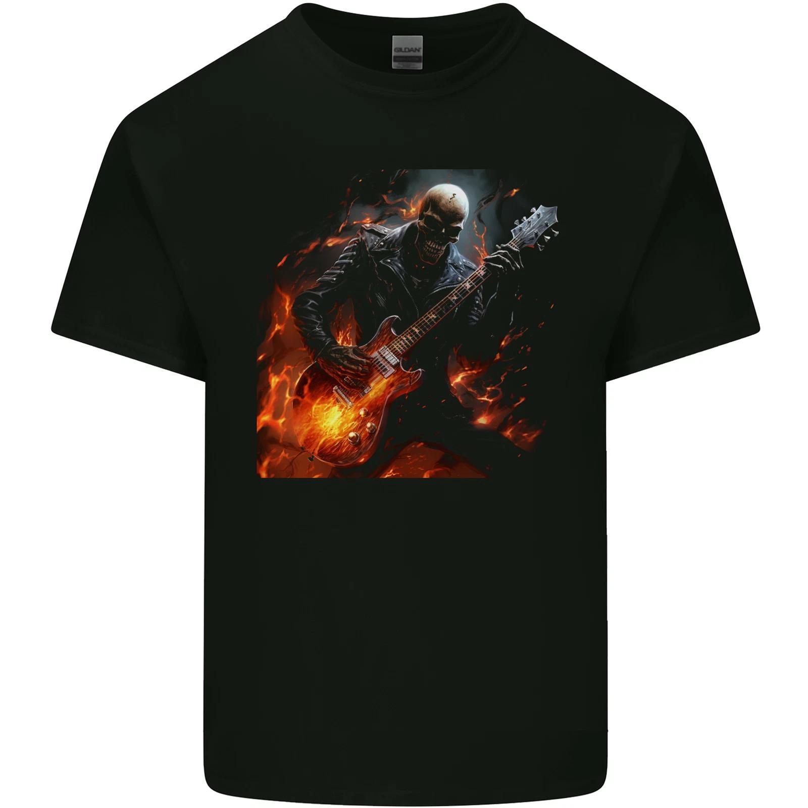 Hell Skull Rocker Rock n Roll Heavy Metal Guitar Kids T-Shirt Childrens XL