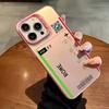 Boarding Pass Plane Ticket Phone Case For iPhone 17,16,15,14,13,12,11,Pro Max,Plus Candy Silver Cover
