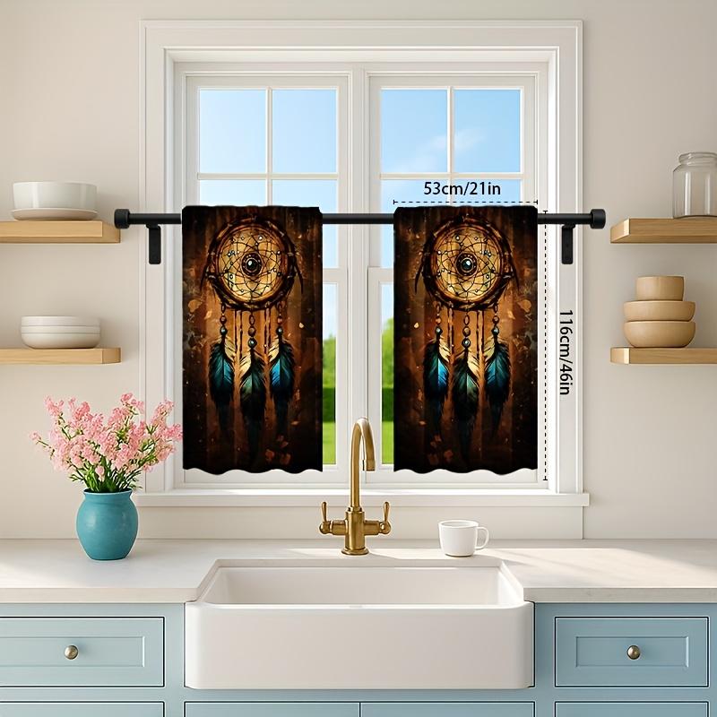 2Pcs Polyester Dreamcatchers Native American Printing Window Curtains Birthday Party Decoration Backdrop Drapes for Living Room