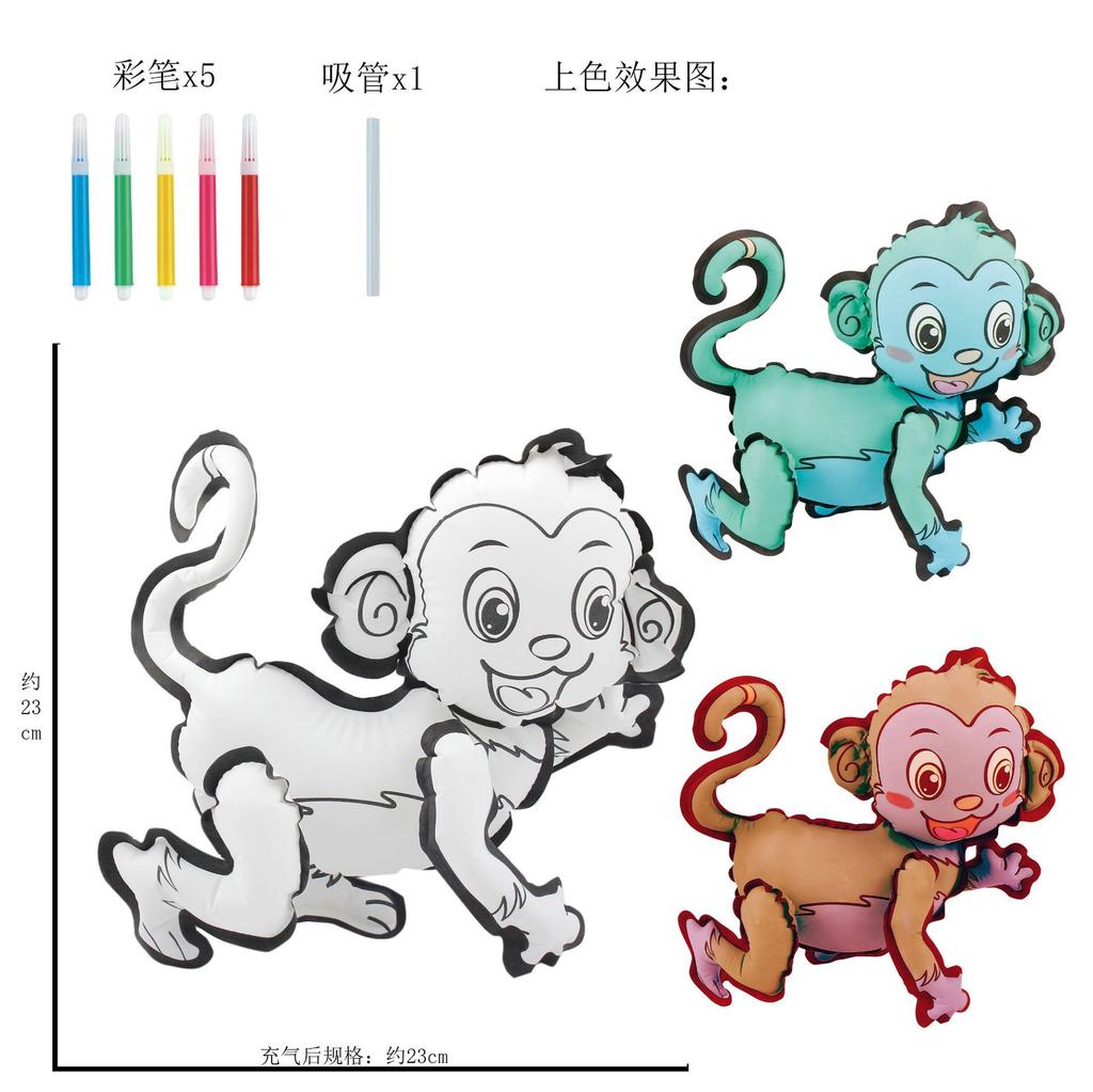 Children'S Handmade Painting Diy Creative Hand-Painted Parent-Child Activity Blank Coloring Graffiti Dinosaur Inflatable Toy