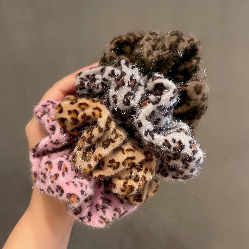 1pc Autumn and winter mink fur velvet hair accessory headband for girls, French retro headband, leopard print headband, ponytail