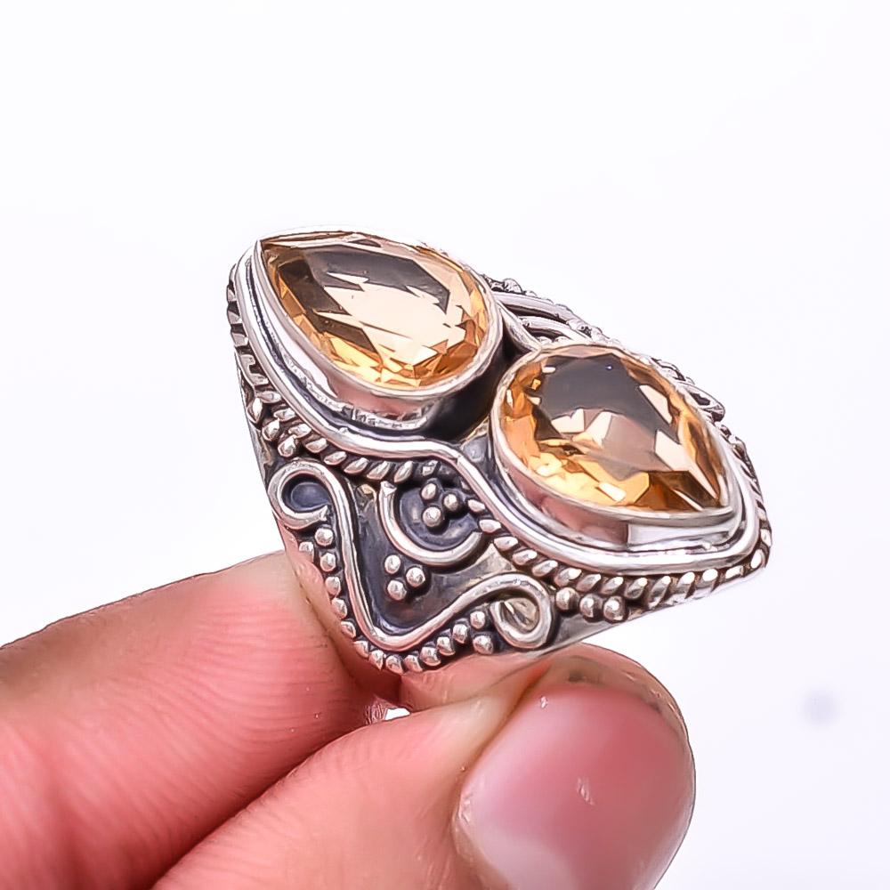 

Citrine 925 Sterling Silver Bali Ring S.8 R_9454_287_46