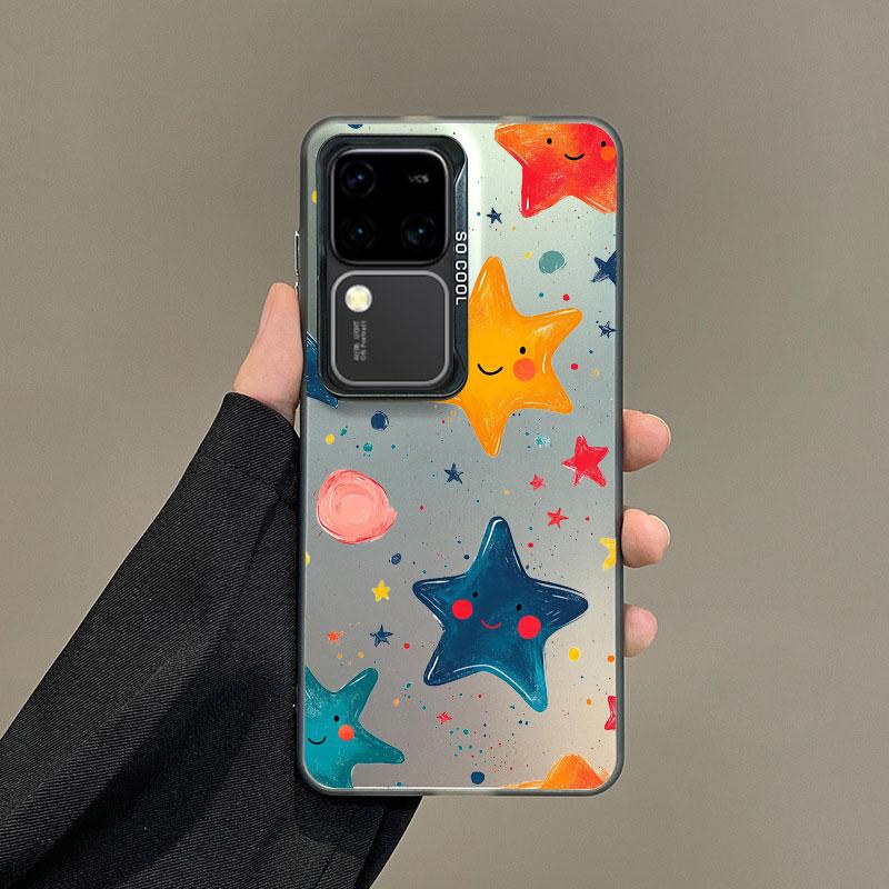 For Samsung Galaxy S24 S23 Ultra Plus FE S25 S22 Ultra Plus S21 FE Laser Phone Case Five-pointed Star Printed Shockproof Covers