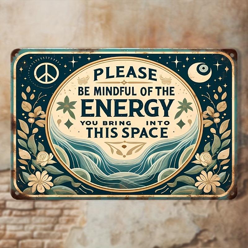 Vintage "Please Bring Energy To This Space" Sign (7.9" X 11.9") - Perfect for Home, Cafe, Bar, Garage and Outdoor Decoration