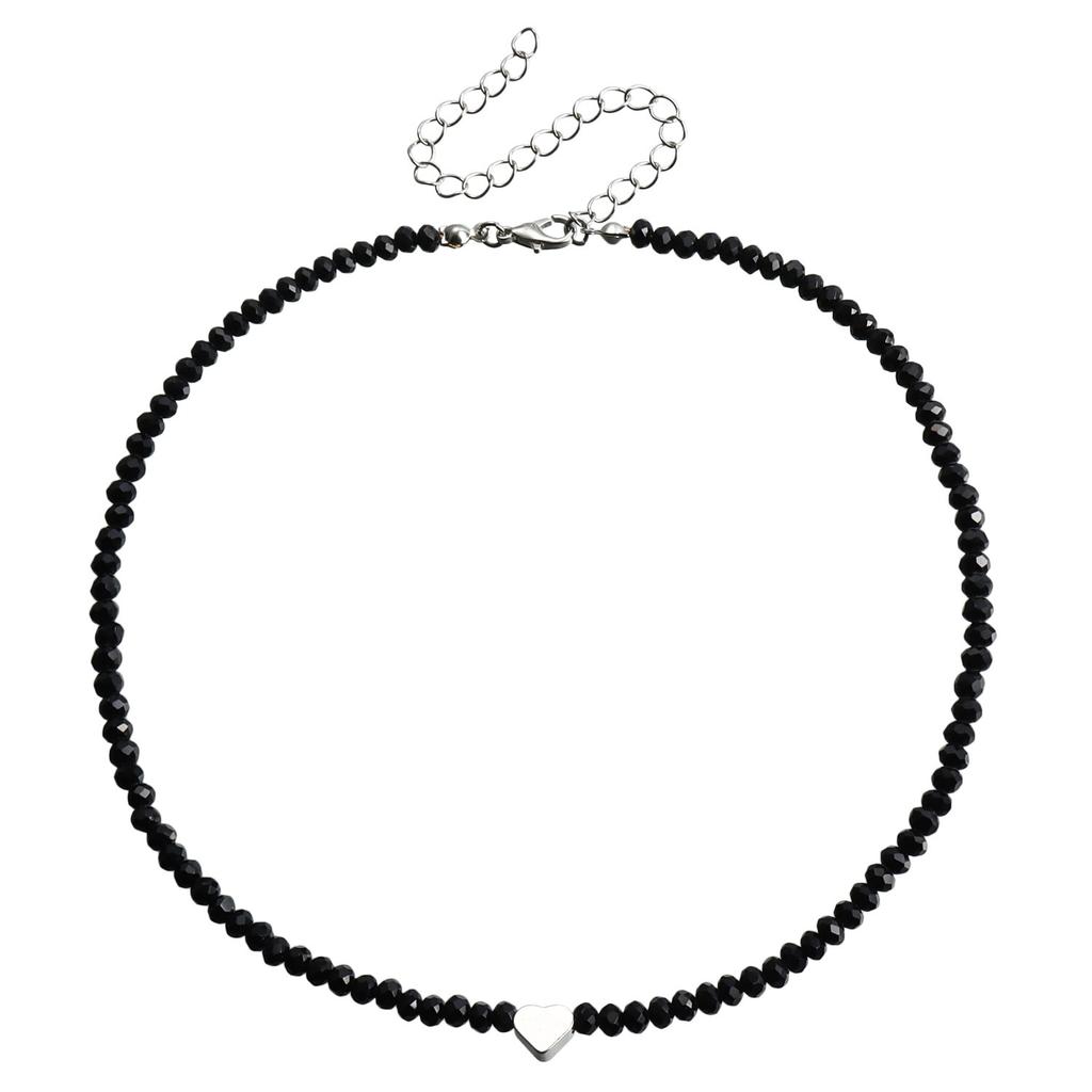 Niche design neck chain temperament white water flow pattern fritillary black tip imitation crystal light luxury high-end necklace women