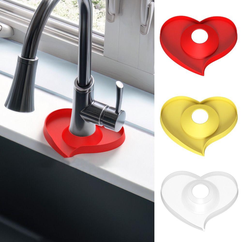 Silicone Diversion Drain Pad Heart Shape Drip Catcher Mat New Faucet Splash Plate  Bathroom