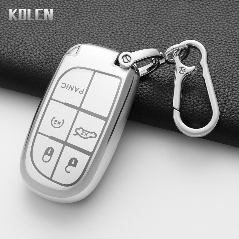 Tpu Car Remote Key Case Cover Shell For Jeep Grand Cherokee Compass Dodge Charger Chrysler Key Protection Accessories Keychain