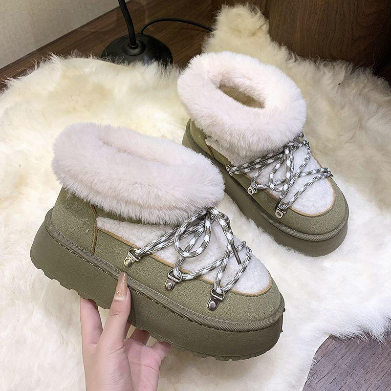 Large Size Thick-soled Fluffy Shoes Versatile Velvet Snow Boots Thickened Winter New Cotton Shoes Boots Women's Short Tube