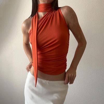 Ryggløse Sexy Off Shoulder Halter Tanktopper Kvinner Vintage Ermeløs Crop Top Y2K Klær Klubb Kvinne Casual Sommer 2023
