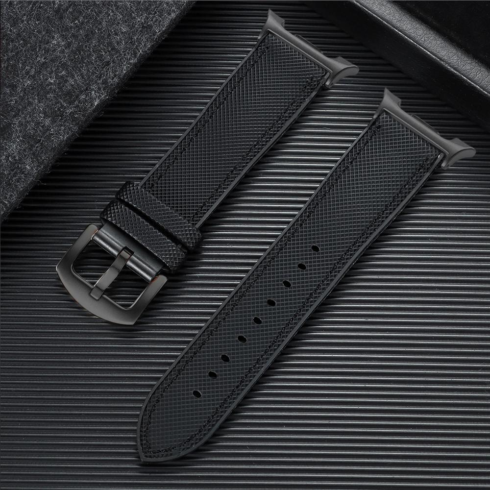 Premium Gummi-Nylon Hybrid-Uhrenarmband für Samsung Galaxy Watch 8 Classic 46mm 44mm 40mm Armband Wasserdichtes Sport-Armband