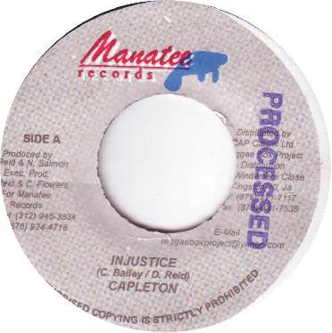 

7-дюймовая пластинка CAPLETON - Несправедливость НИКТО Manatee Records 2002 Ямайка Регги, Ска и Даб Б/У