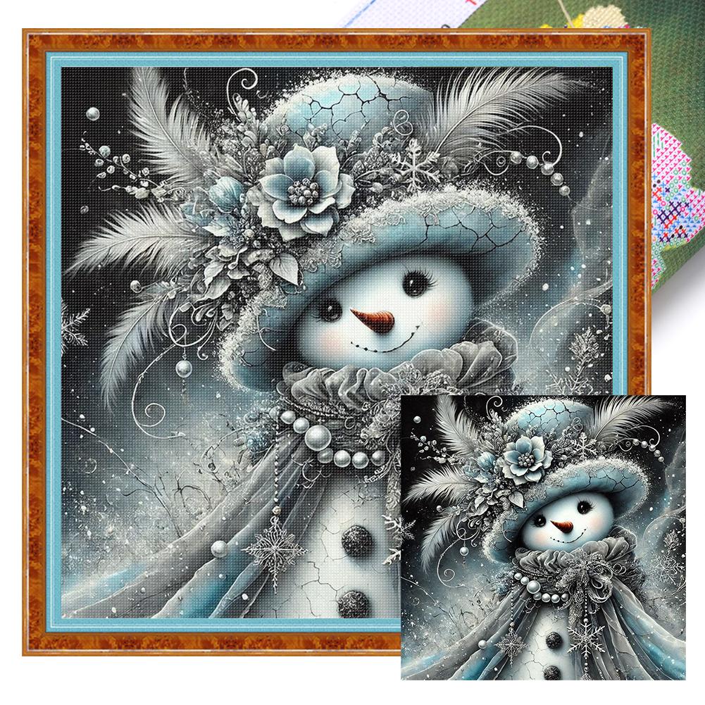 

Xmas Snowman Printed Cross Stitch Kit 40x40cm DIY 11CT Embroidery Craft Set
