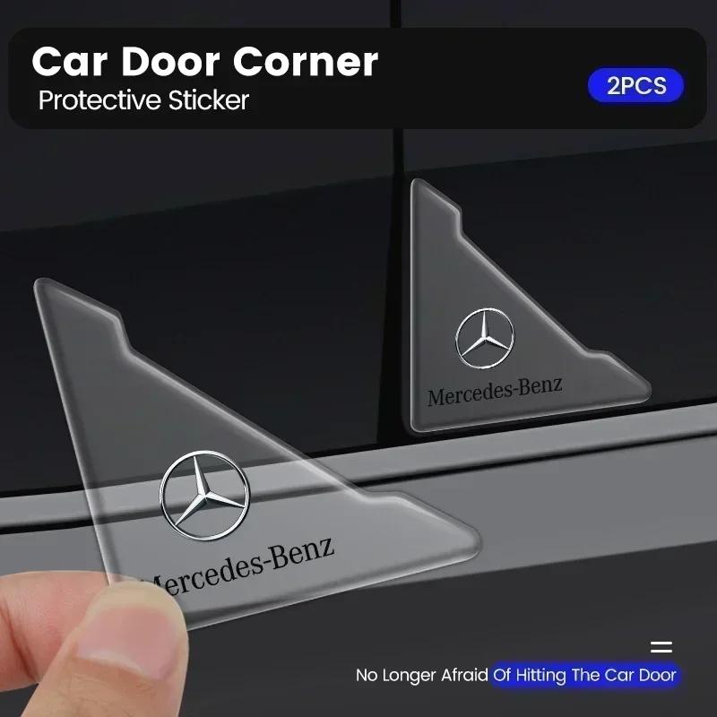 2pcs Car Door Corner Protection Decals Stickers for Mercedes Benz AMG W212 W190 C300 W220 W176 W168 W108 Car accessories XU7