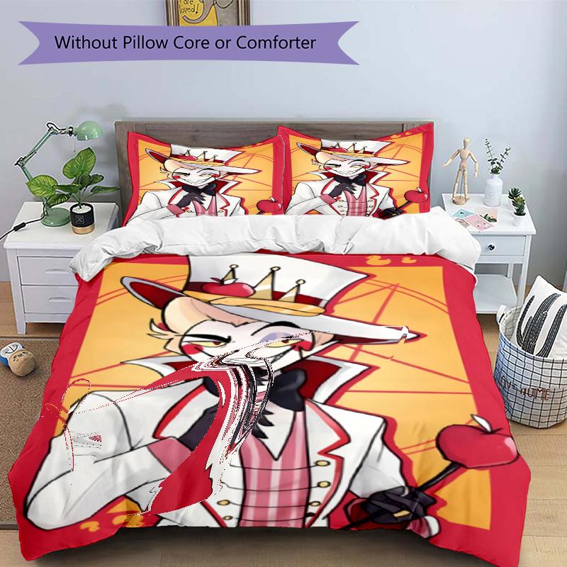 3pcs Duvet Cover Set (1*Duvet Cover + 2*Pillowcase, Without Core), Hazbin Hotel Print Bedding Set, Bedroom Decor, All‑Season, Gift