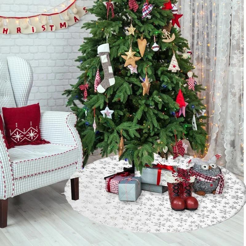1/5pcs Christmas Tree Skirt White Plush Xmas Tree Bottom Decor Skirt Mat Christmas Decor Carpet DIY Home New Year Decor Supplies
