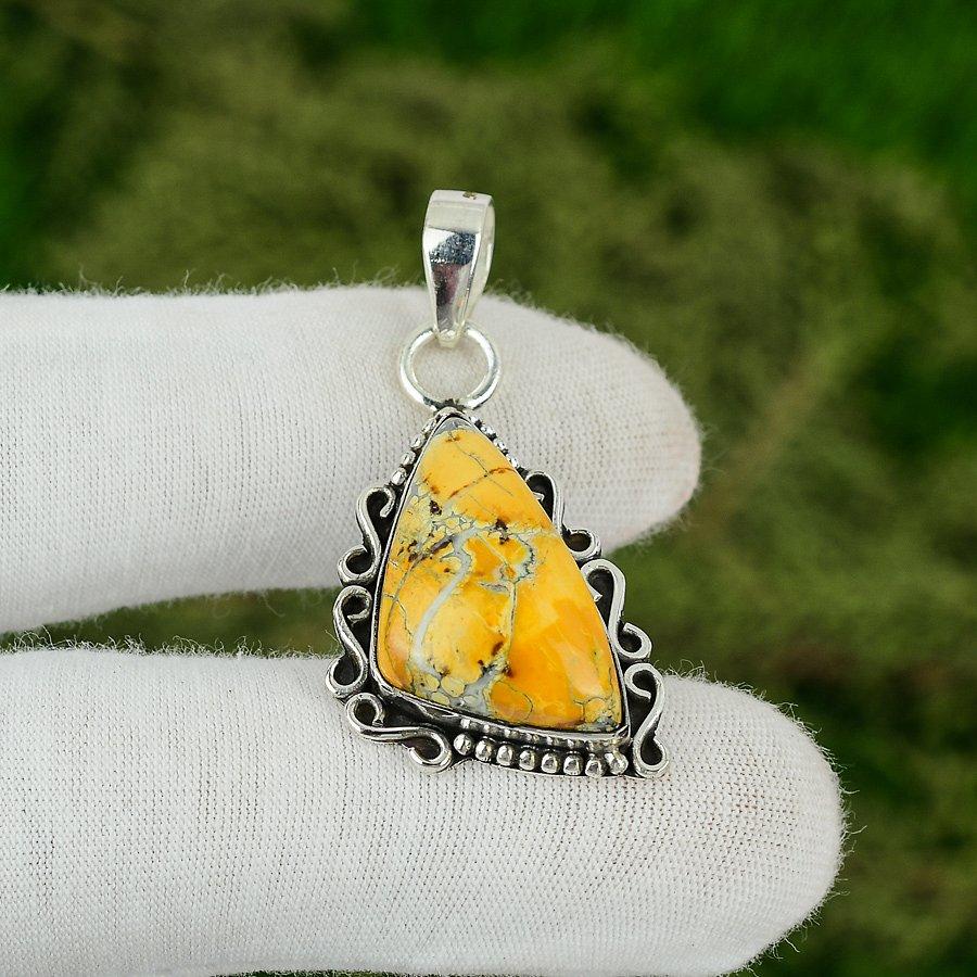 Natural Malinga Jasper Gemstone Pendant 925 Sterling Silver Jewelry For Girls