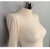 Dongdaemun Women's Slimming Sheer High Neck Mid-Sleeve Top