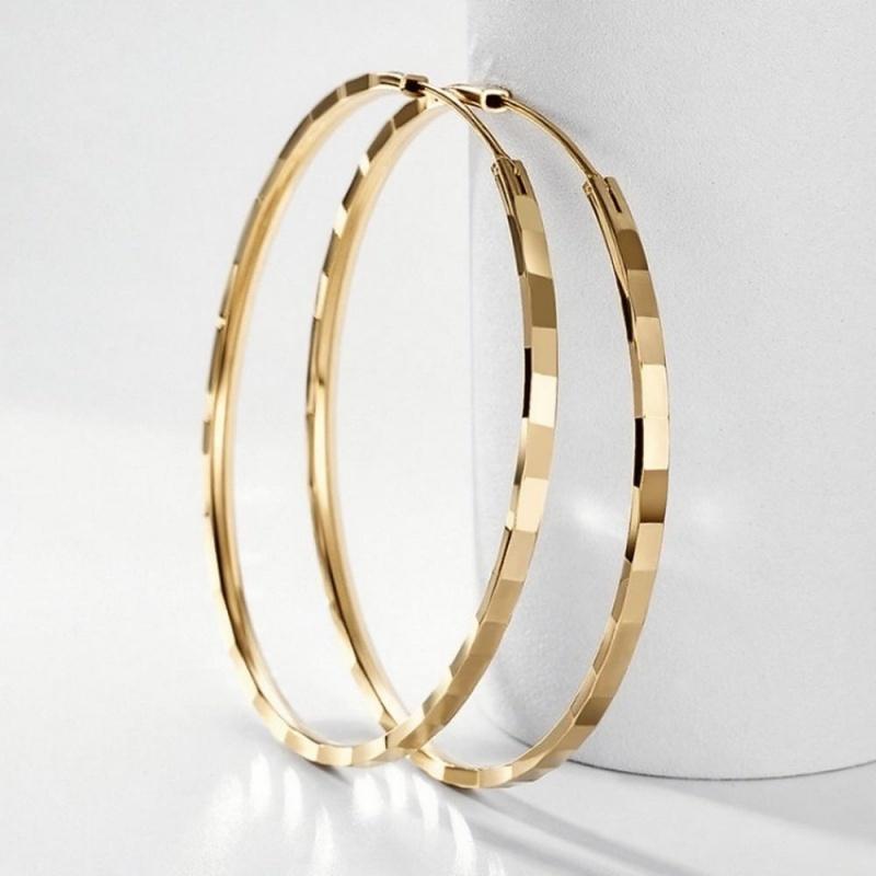 Модные Классические Металлические Большие Круглые Серьги для Женщин Нержавеющая Сталь Круг Девочки Блестящие Изящные Вечерние Украшения 30MM