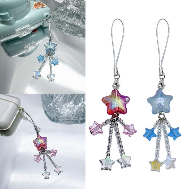 Star Bead Tassels Pendant Phone Charm Hanging Rope Cute Phone Chain Strap Bag Decoration Lanyard Keychain Accessories