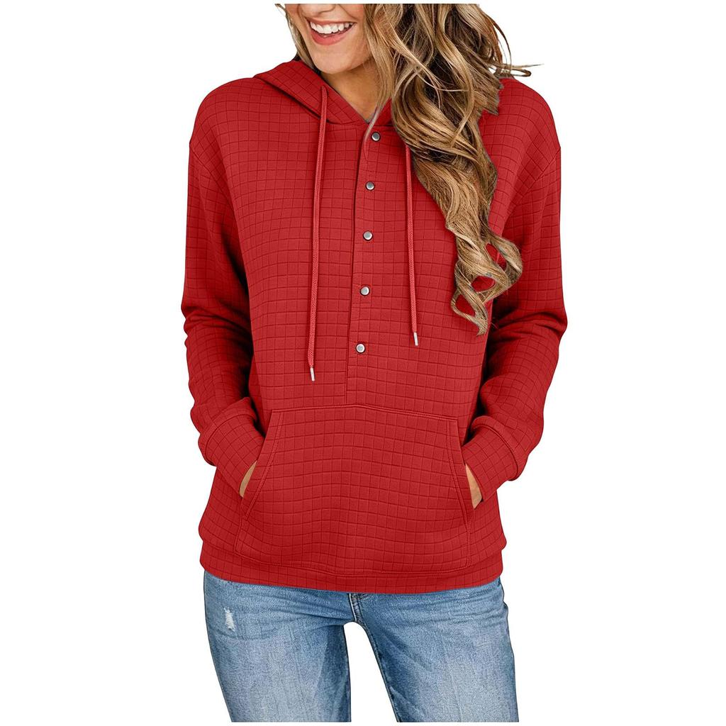 Women's Half-Zip Hoodie with Drawstring Long Sleeve Neck Pullover