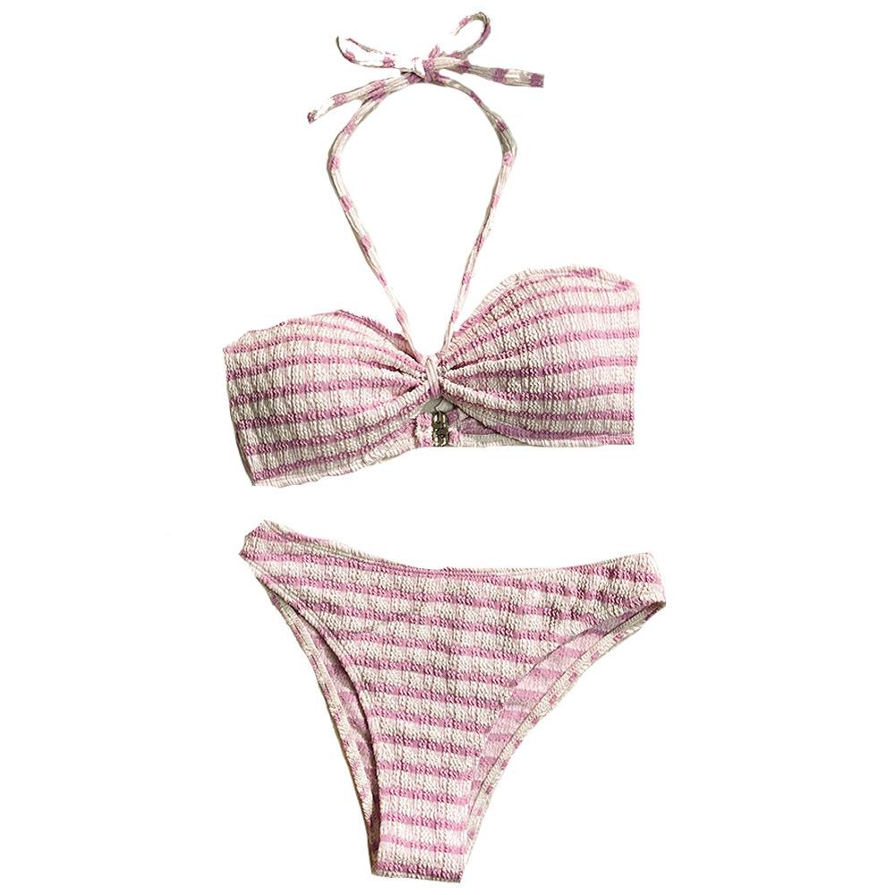 Striped Print Bikini Swimsuit: Sexy Women's Beach Vacation Wear