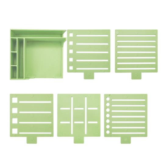 Квадратный пластиковый держатель для заметок с 5 шаблонами Органайзер для стола для списков заметок подставка для мобильного телефона Эффективный инструмент организации для офиса школы A зелёный 890₽