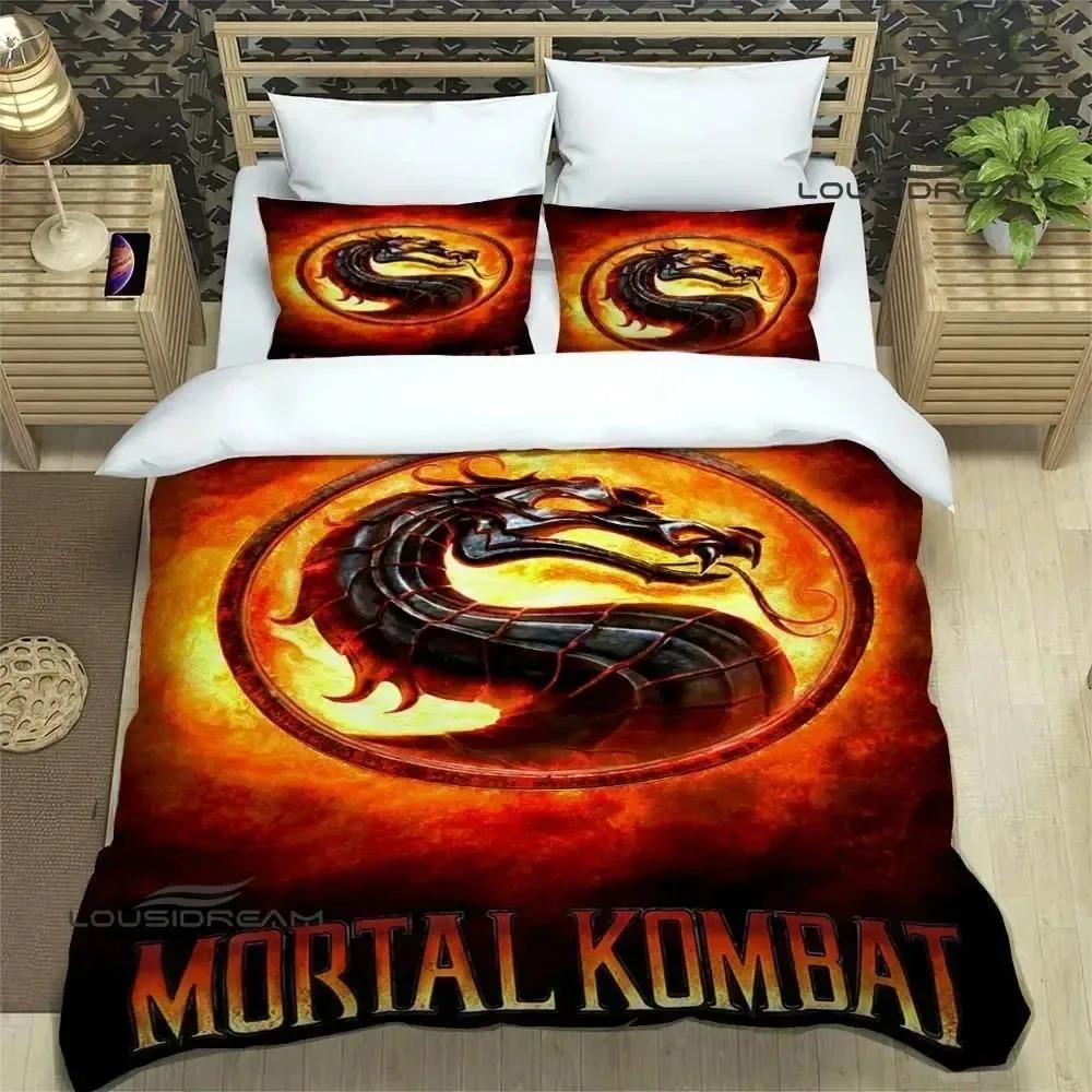 

Мультяшні постільні комплекти Mortal Kombat Вишуканий набір приладдя Підковдра Комплект ковдри для ліжка Постільна білизна Розкішний подарунок на день народження AU King 240x210cm