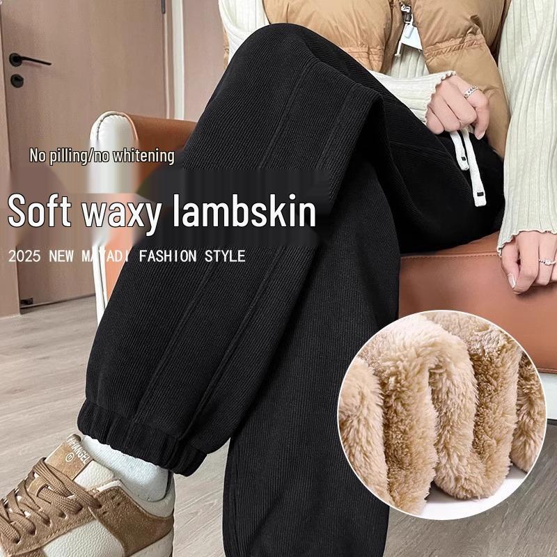 

Women s Thick Fleece-Lined Sweatpants for Autumn/Winter - Extra Warm Lamb Fleece Sports Pants Thickened Ultra-Soft Fleece, Off-White, Long Pants