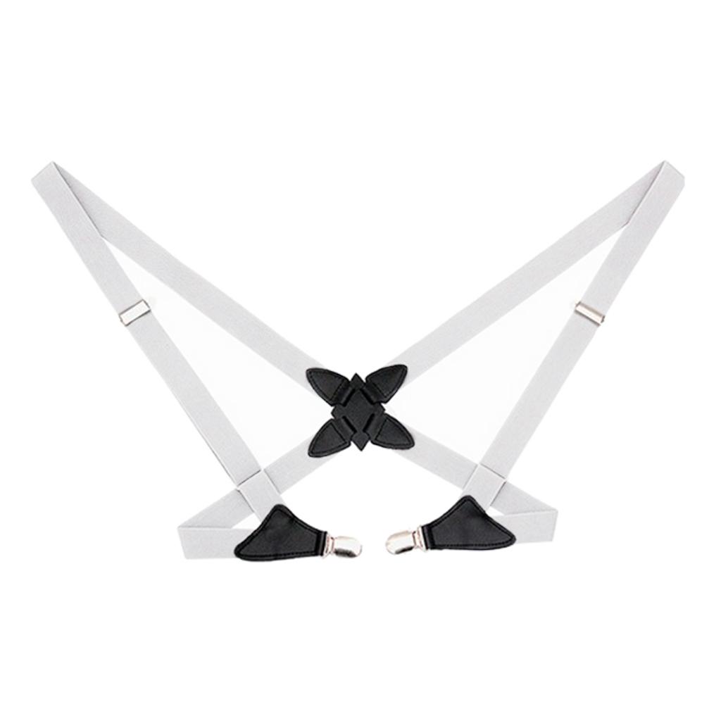 

Fashion Men Women Adjustable Pants X-Back Suspenders with 4 Clips білий
