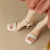 Summer Women's Fashionable Square Toe Women's High Heels Thick Heels Waterproof Simple Comfortable Casual Sandals