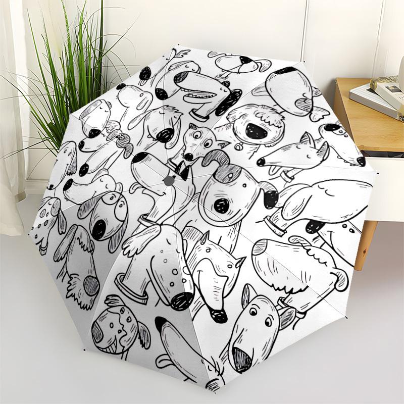 1pc Doodle Dogs Open/Close Folding Umbrella, All- Portable Umbrella for & Men, Stylish Accessory (Holiday Gift) 8-Rib yy251213200