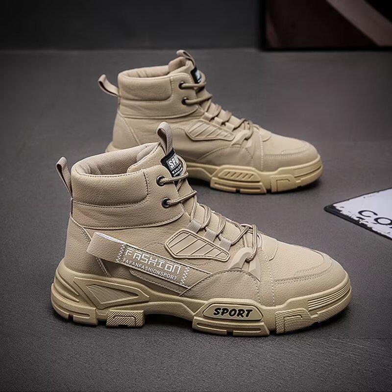 Casual Outdoor Workwear Boots  Trendy Men's Shoes Leather Boots  High Top Men's Boots Dirt Resistant and Waterproof Boots Retro Men's Boots
