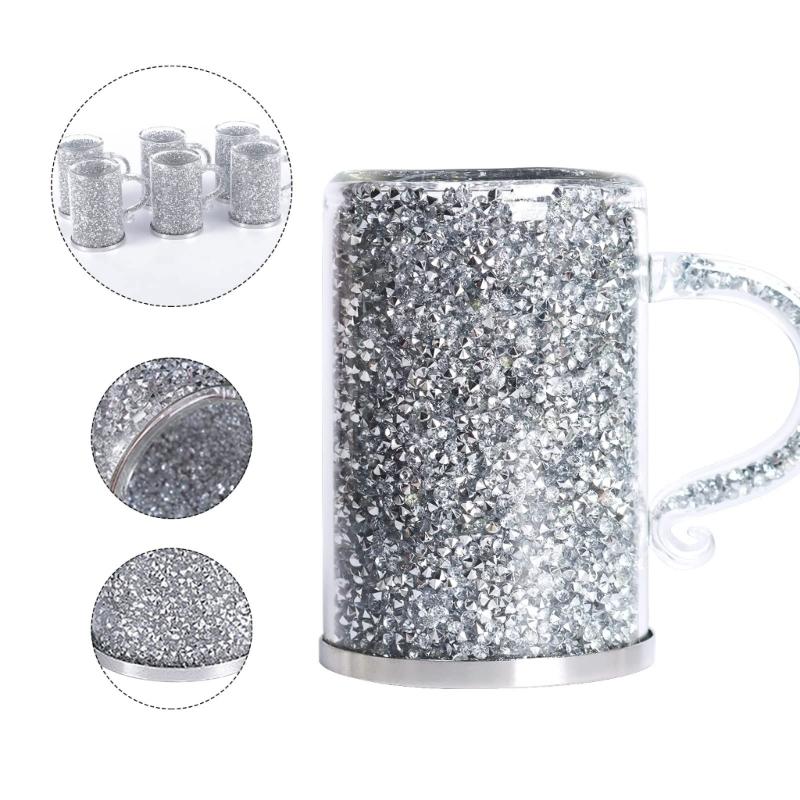 Crystal Glass Coffee Cup with Handle Double Layer Heat Insulation Water Tumblers Drinking Cups Wine Glasses Teas Cups