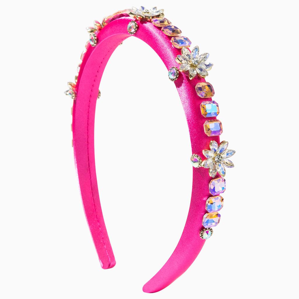 Luxury Pastel Colorful Hairband Sparkling Square Crystal Flower Hair Accessory Sweet Elegant Prom Birthday Party Headwear