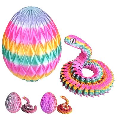 Schlangenei mit 3D-gedruckter Schlange im Inneren Bewegliche Gelenke Schlangenfigur Gelenkige Schlange Schreibtisch-Fidget-Toy Dekoration Ornament