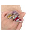 Simulation Yellow Diamond Open Ring Female Exaggerated Irregular Zircon Simulation Red Pigeon Blood Ring Fashion