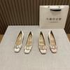 French Elegant Style Square Head Rhinestone Buckle Bow Single Shoes Women's 2025 New Silk and Satin Versatile Commuter High Heels